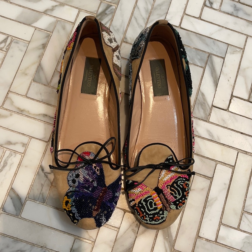 Valentino Beaded Butterfly Flat